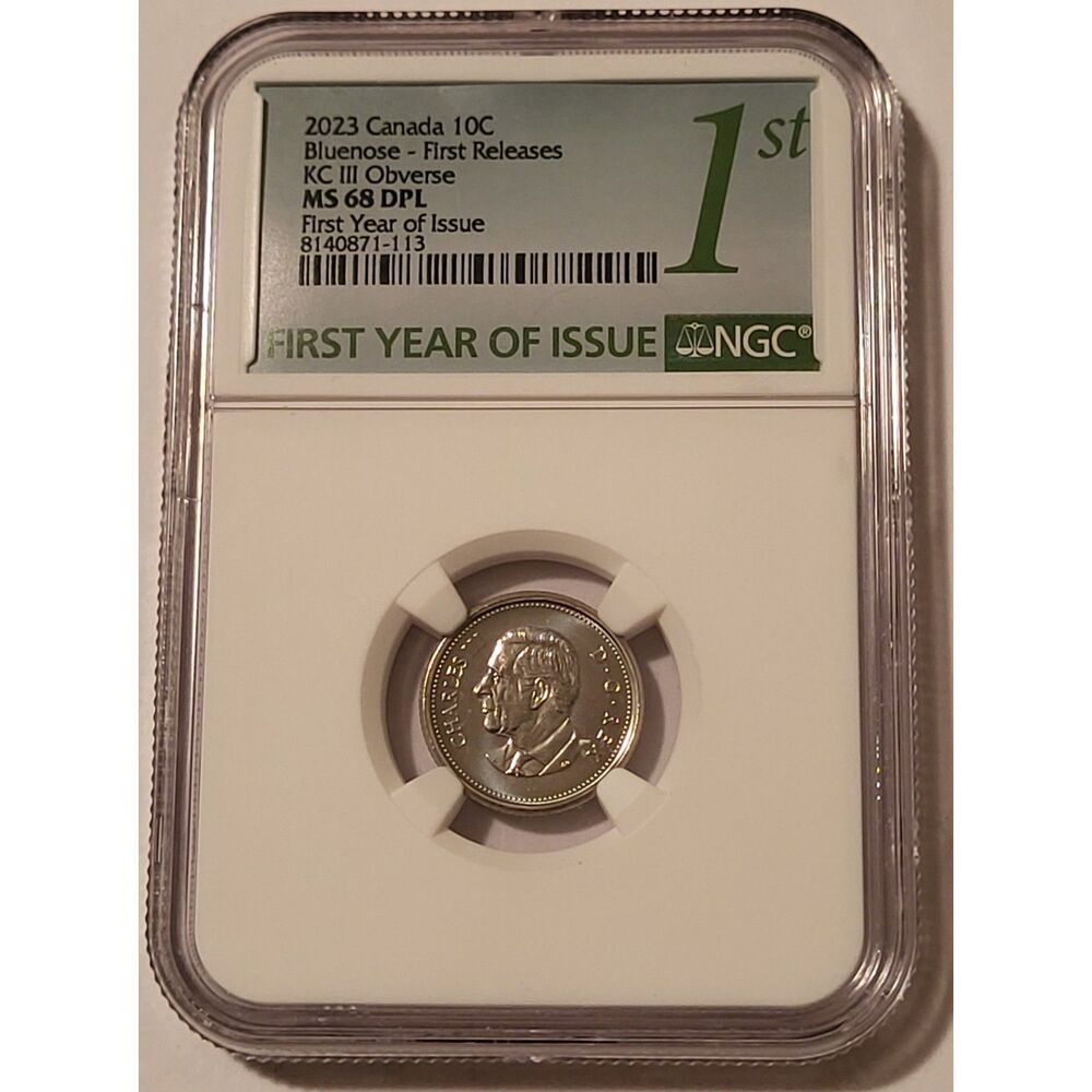 Canada Charles III 2023 10 Cents rv Bluenose MS68 DPL NGC First Releases